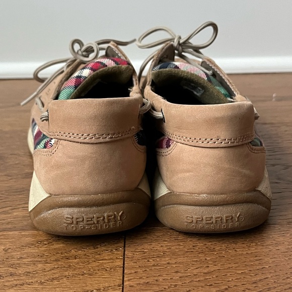 Sperry Top Sider Size 9.5 Khaki Leather Plaid Preppy Bluefish Oxford Boat Shoes - Picture 4 of 13